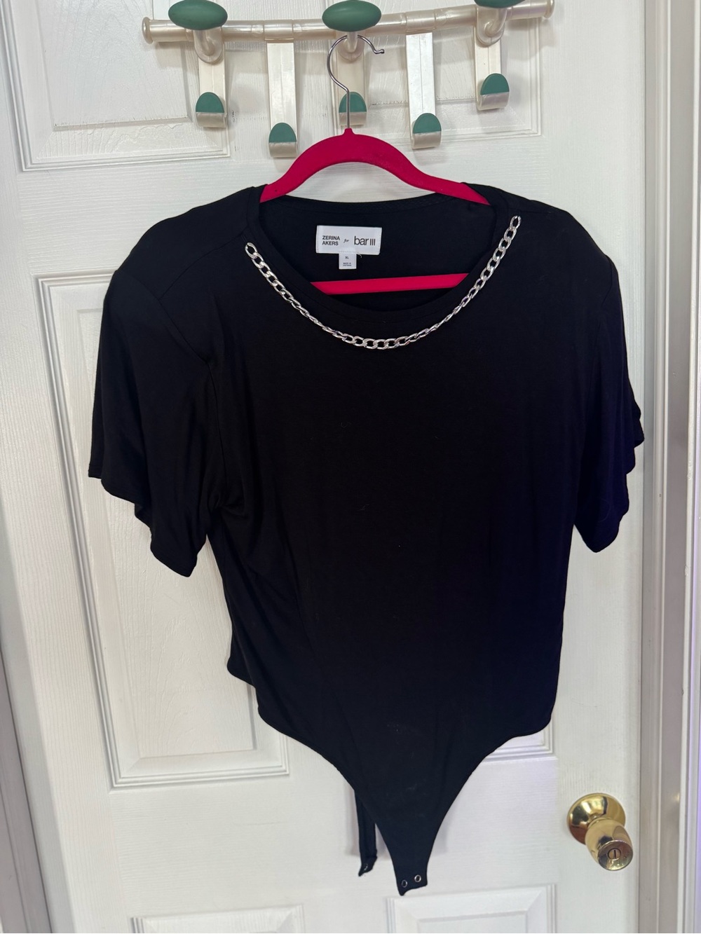 Bar lll Basic Black Chain-Accent Bodysuit